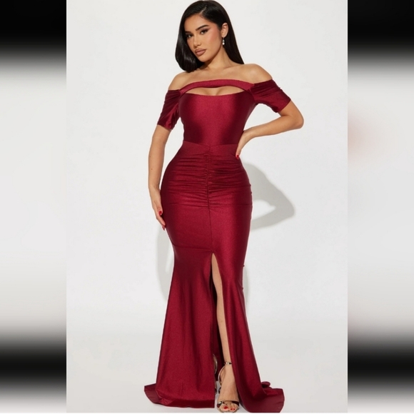 Red Rushed Formal Gown - Picture 1 of 3